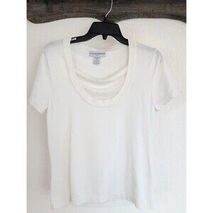 Sag Harbor Top Womens White Blouse Petite Small